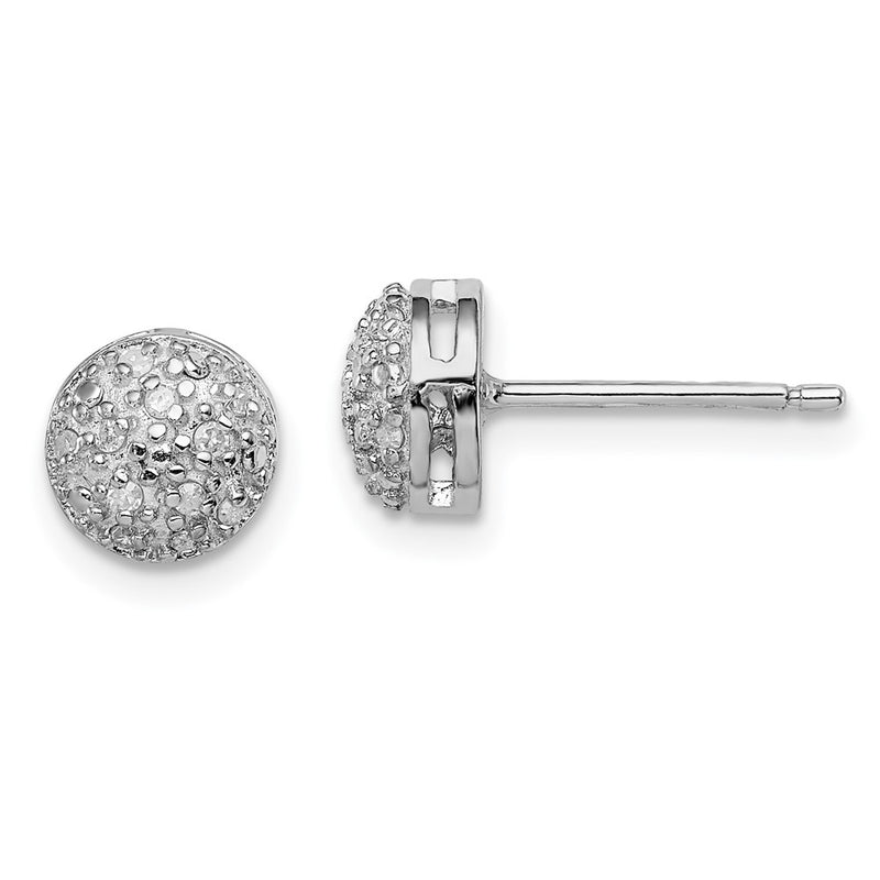 Sterling Silver Rhodium Diamond Post Earrings