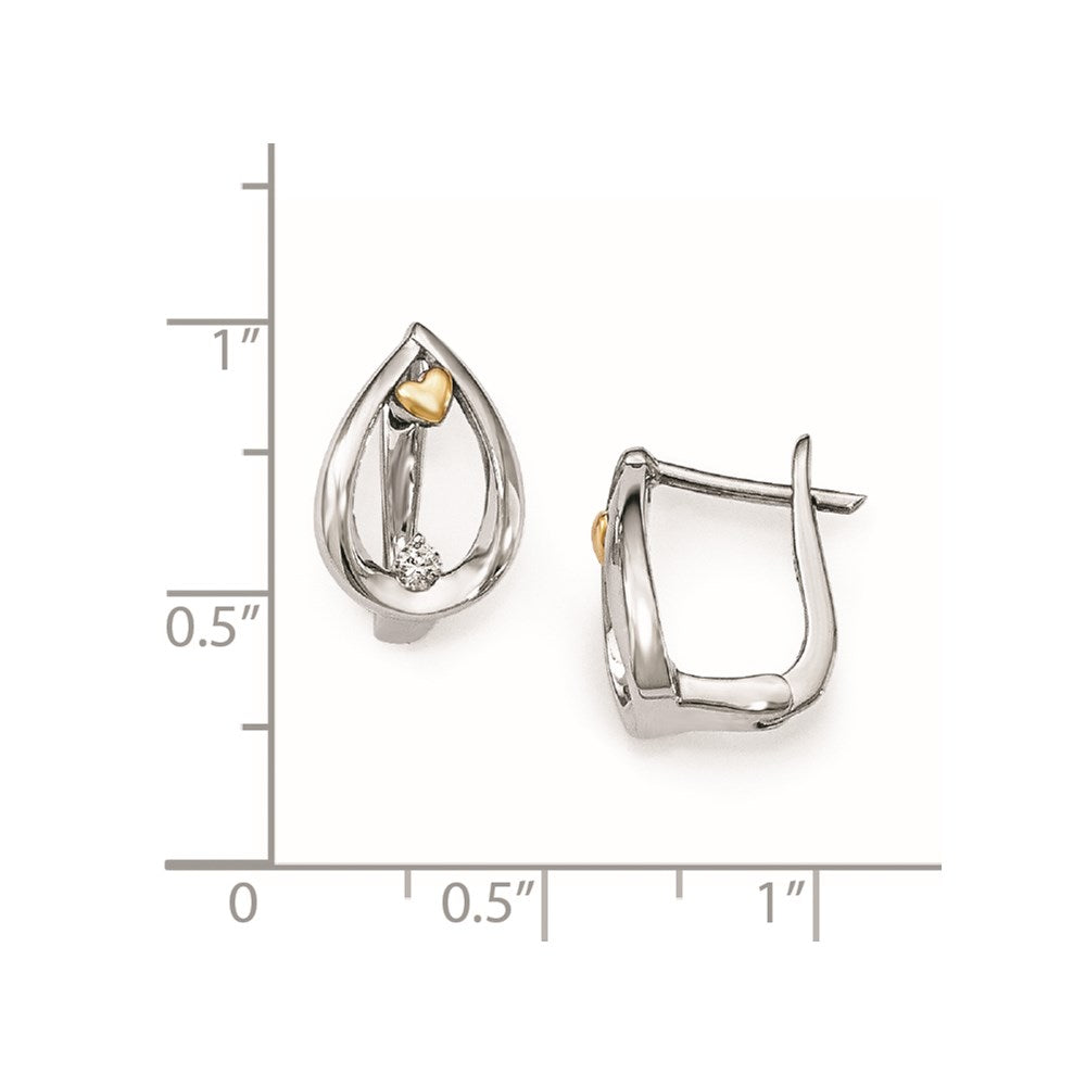 Sterling Silver and 14k Gold Arms of Love Diamond Teardrop Earrings