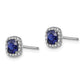 Sterling Silver Rhod-plated Created Blue/White Sapphire Post Earrings