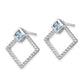 Sterling Silver RH-plated CZ Jackets w/5mm Square Spinel Earrings