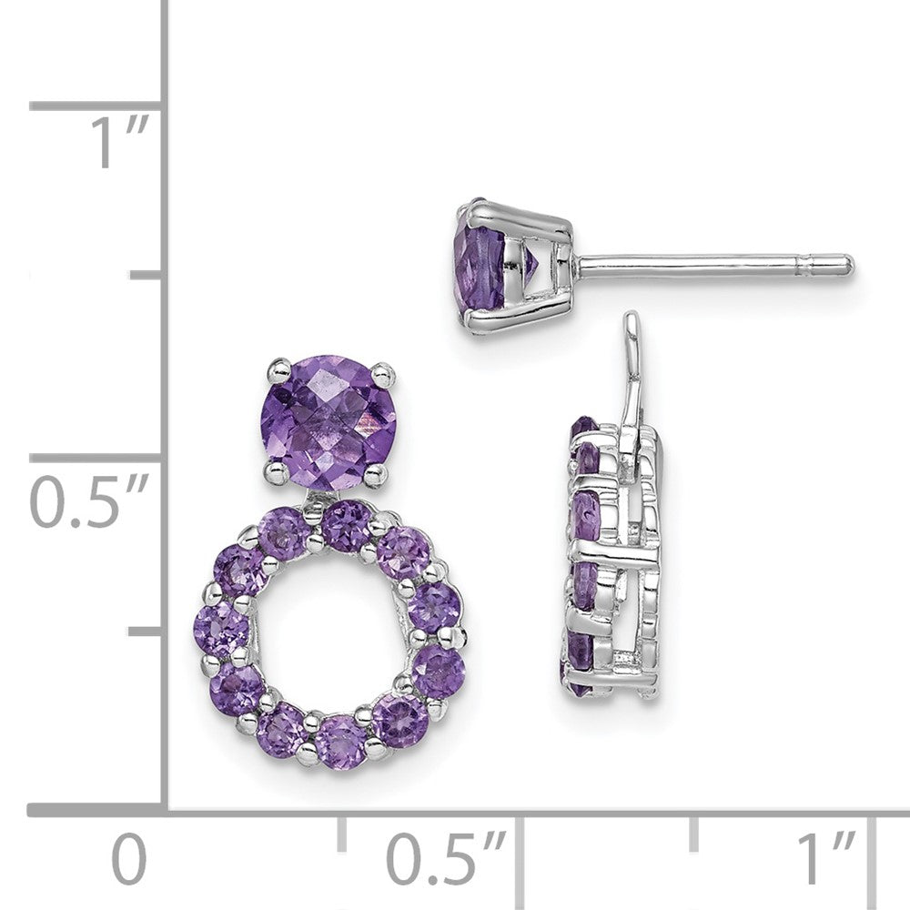 Sterling Silver Polished 5mm Amethyst Studs with Dangle Earring Jackets