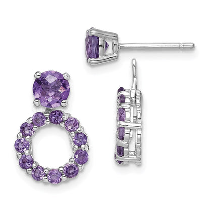 Sterling Silver Polished 5mm Amethyst Studs with Dangle Earring Jackets