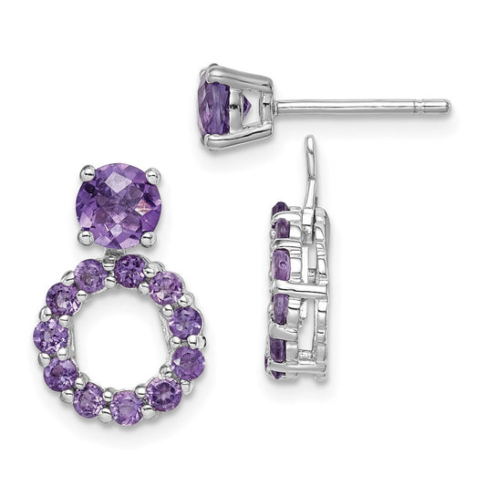 Sterling Silver Polished 5mm Amethyst Studs with Dangle Earring Jackets
