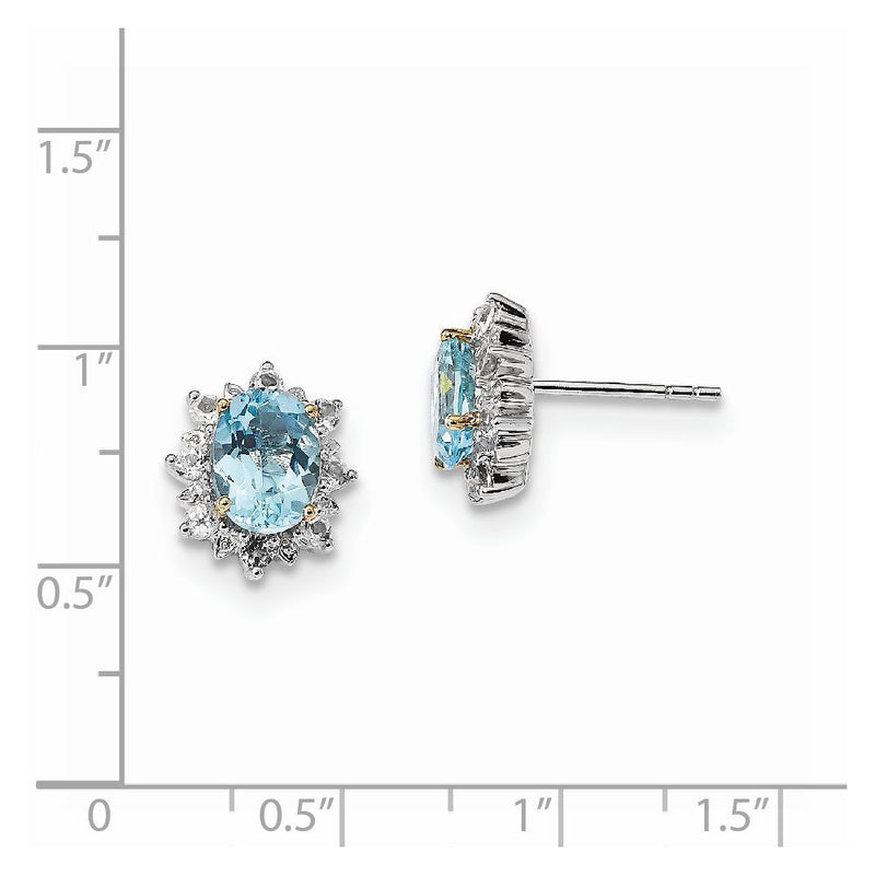 Sterling Silver & 14K Sky Blue & White Topaz Earrings