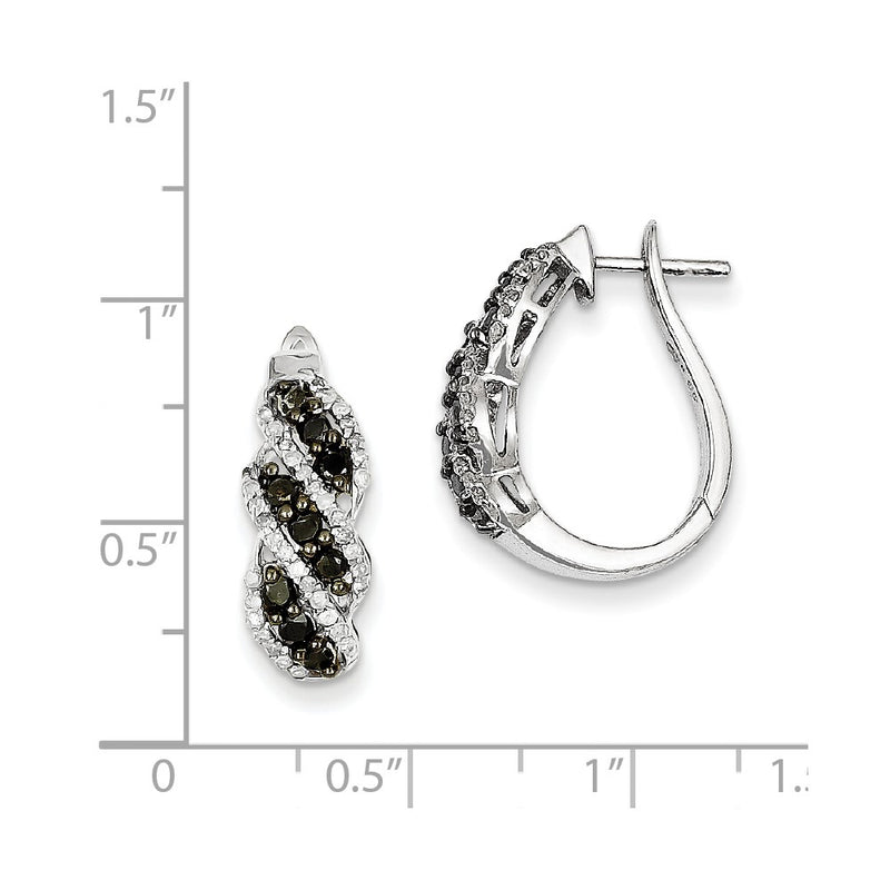 Sterling Silver Black & White Diamond Earring