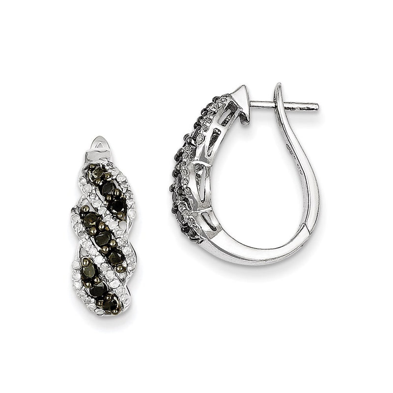 Sterling Silver Black & White Diamond Earring