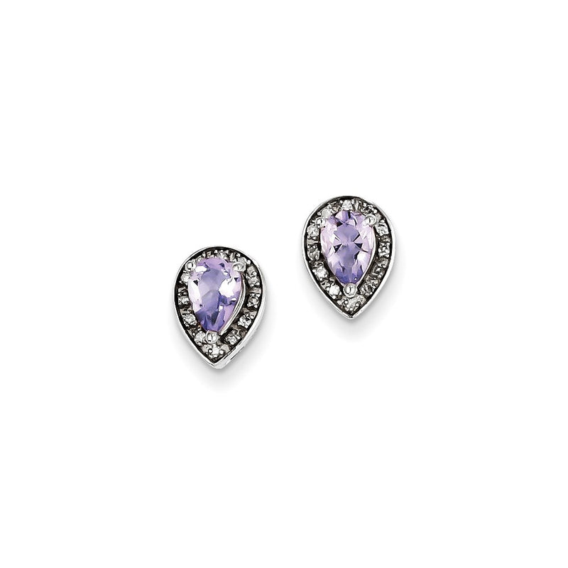 Sterling Silver Diamond & Pink Quartz Earring