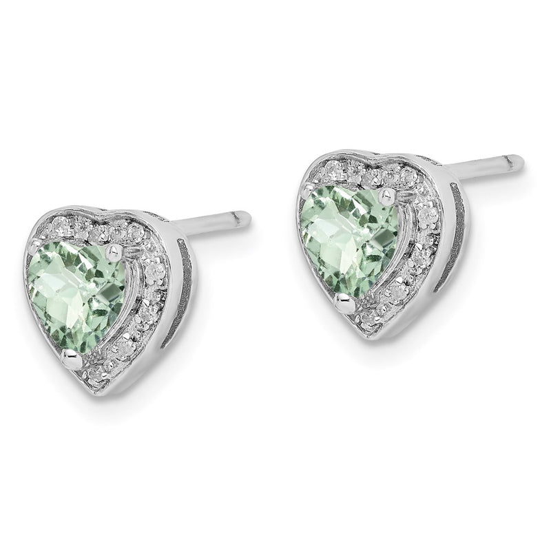 Sterling Silver Rhodium-plated Diamond & Green Quartz Earrings