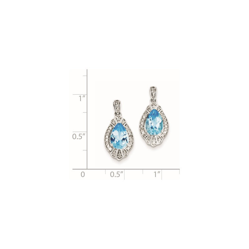 Sterling Silver Diamond & Light Swiss Blue Topaz Earrings