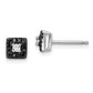 White Night Sterling Silver Rhodium-plated Black and White Diamond Square Stud Post Earrings