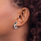White Night Sterling Silver Rhodium-plated Black Diamond Love Knot Omega Back Earrings