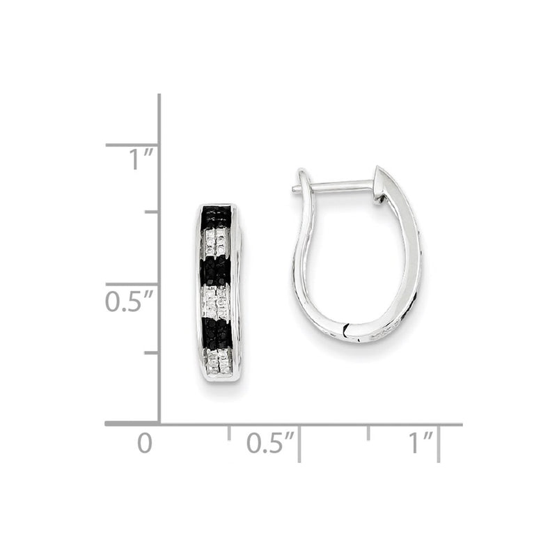 Sterling Silver Black & White Diamond Hoop Earrings