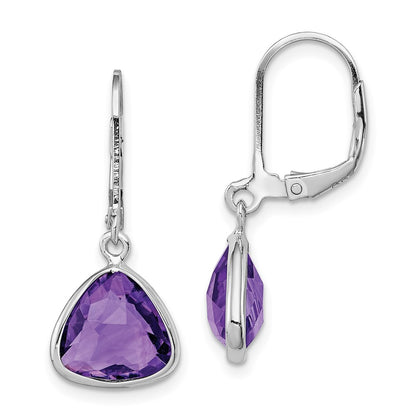 Sterling Silver Rhodium-plated Amethyst Earrings