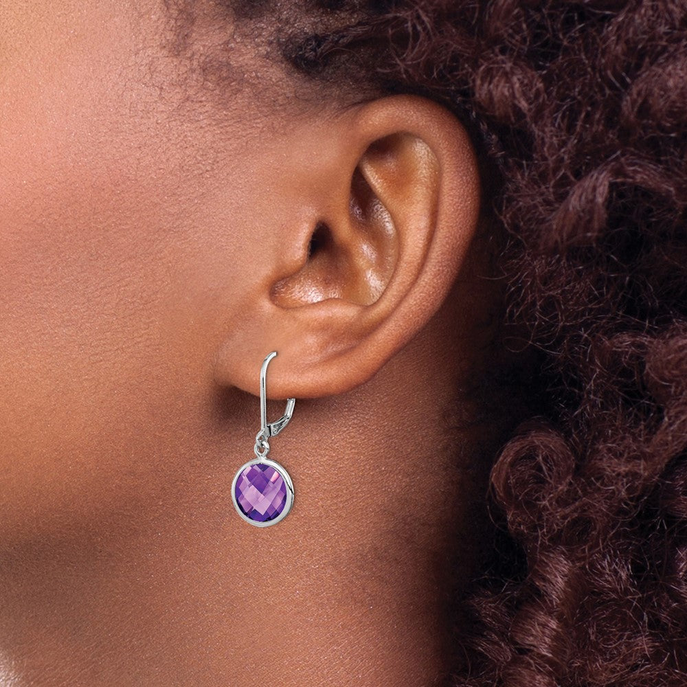 Sterling Silver Rhodium-plated Amethyst Earrings