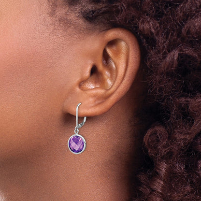 Sterling Silver Rhodium-plated Amethyst Earrings