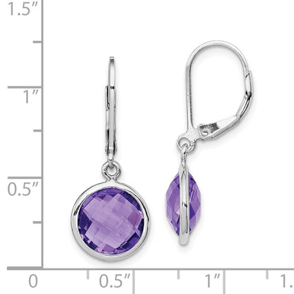 Sterling Silver Rhodium-plated Amethyst Earrings