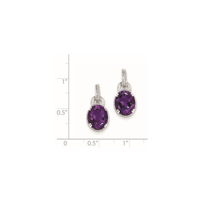 Sterling Silver Rhodium-plated Amethyst Earrings