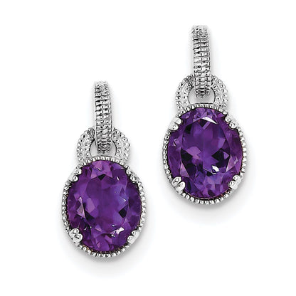 Sterling Silver Rhodium-plated Amethyst Earrings