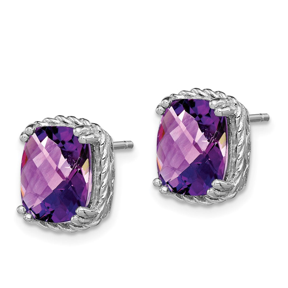 Sterling Silver Rhodium-plated Amethyst Earrings