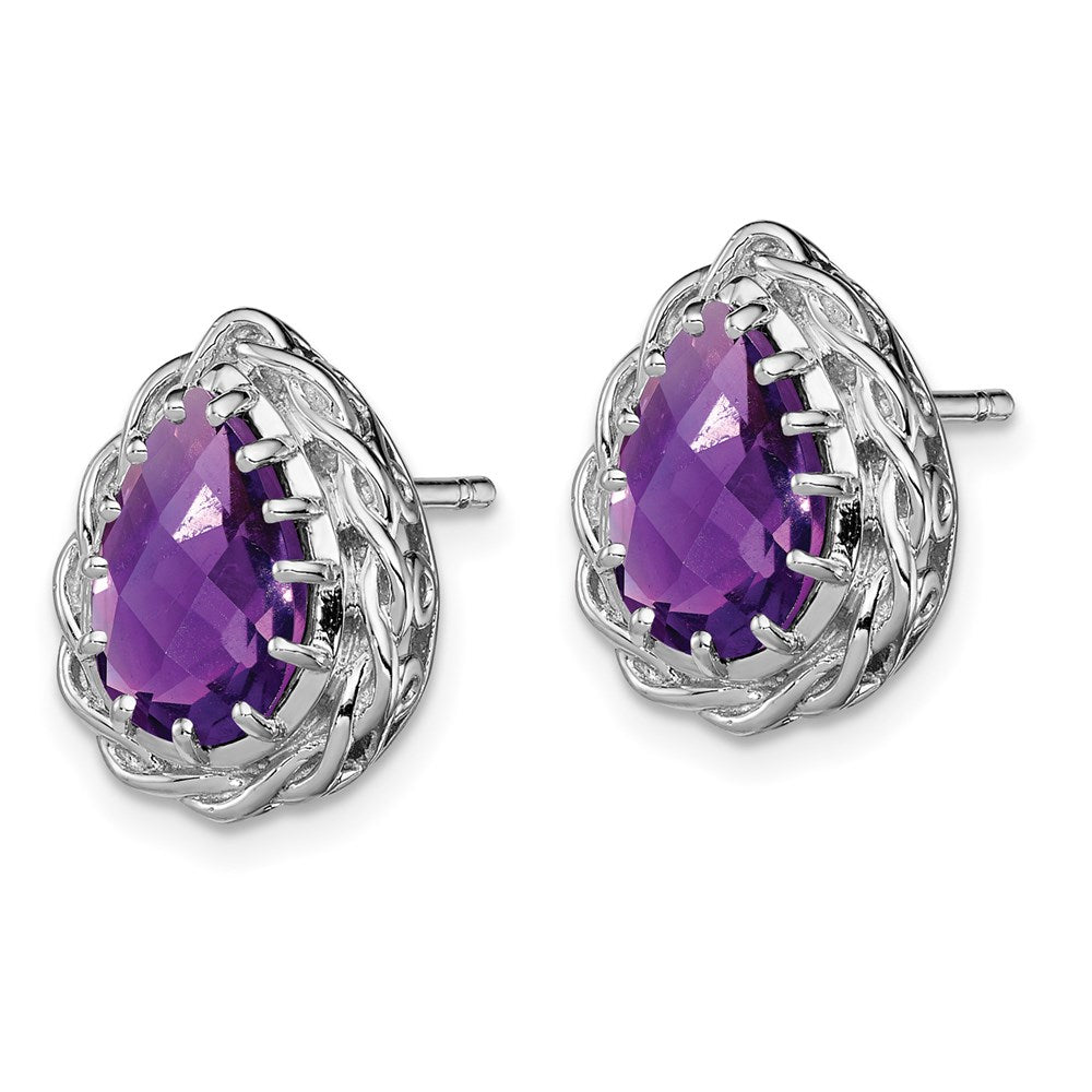 Sterling Silver Rhodium-plated Amethyst Earrings