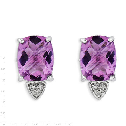 Sterling Silver Amethyst and Diamond Earrings