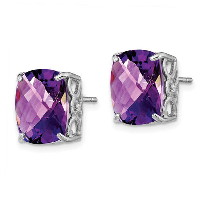 Sterling Silver Rhodium-plated Amethyst Earrings