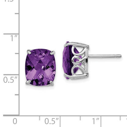 Sterling Silver Rhodium-plated Amethyst Earrings