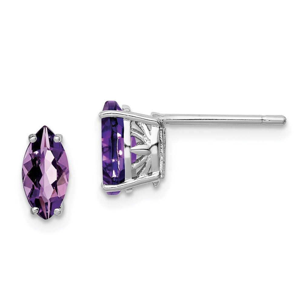 Sterling Silver Rhodium-plated Amethyst Earrings