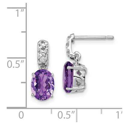 Sterling Silver Rhodium-plated Amethyst Earrings