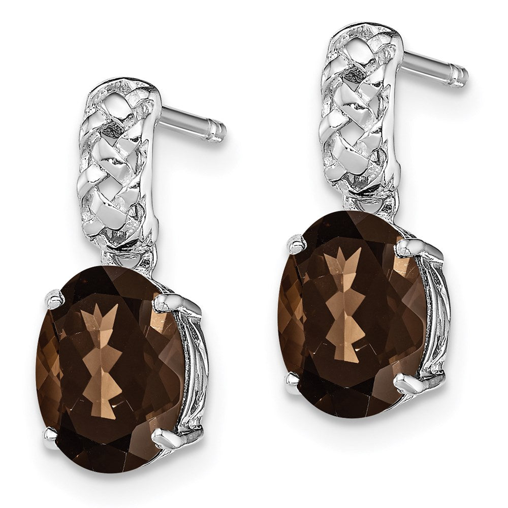 Sterling Silver Rhodium-plated Smoky Quartz Earrings