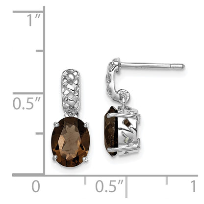 Sterling Silver Rhodium-plated Smoky Quartz Earrings
