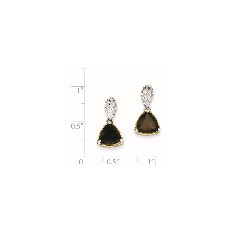 Sterling Silver w/ Flash Gold-plate Accent Smoky Quartz Earrings