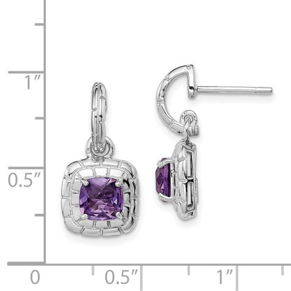 Sterling Silver Rhodium-plated Amethyst Earrings
