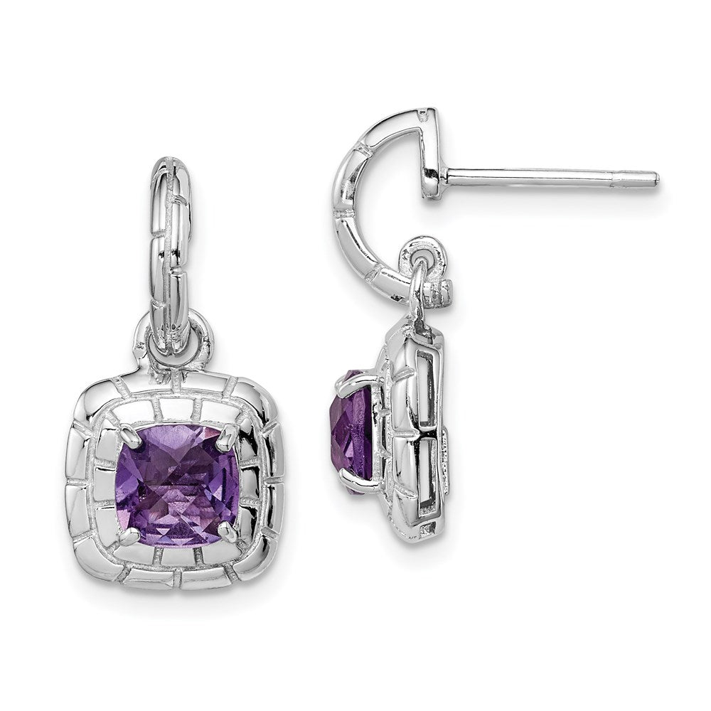 Sterling Silver Rhodium-plated Amethyst Earrings