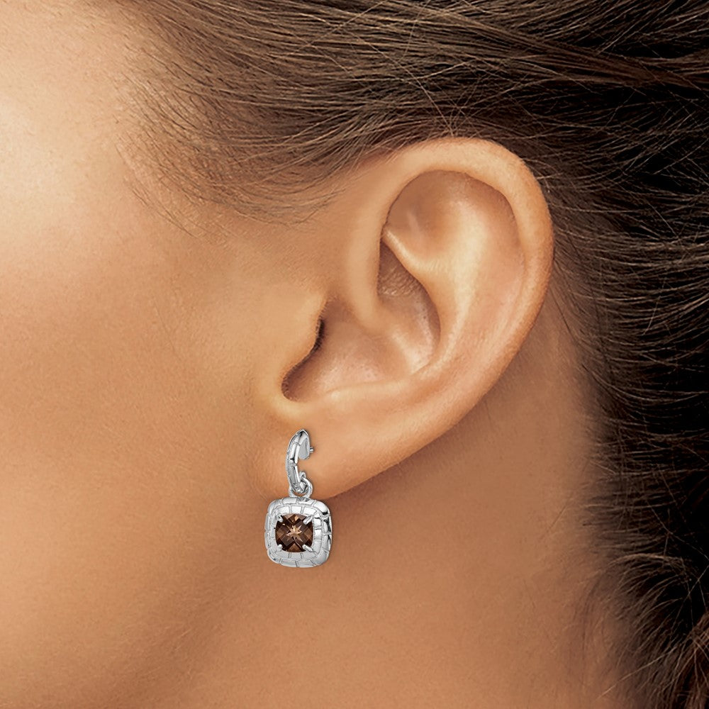 Sterling Silver Rhodium-plated Smoky Quartz Earrings