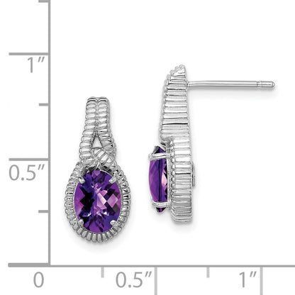 Sterling Silver Rhodium-plated Amethyst Earrings