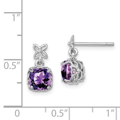 Sterling Silver Rhodium-plated Amethyst Earrings