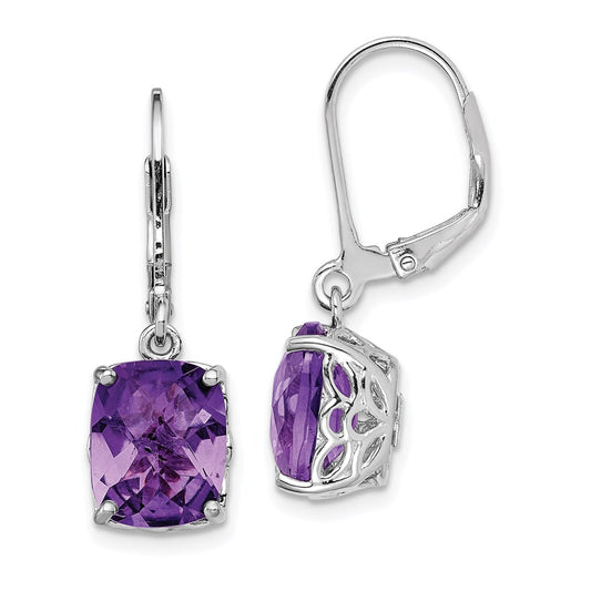Sterling Silver Rhodium-plated Amethyst Earrings