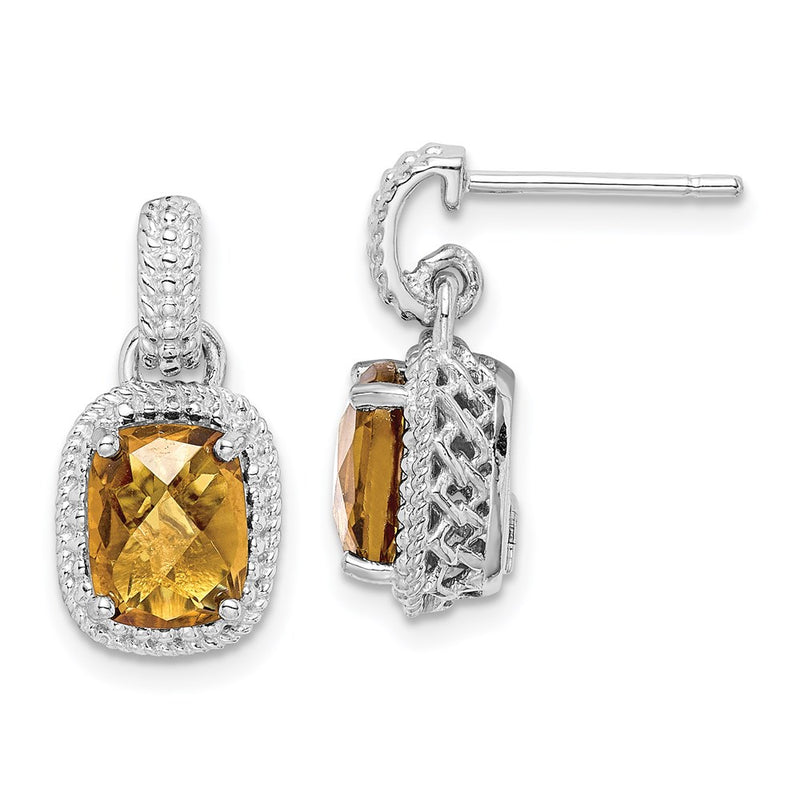 Sterling Silver Rhodium-plated Whiskey Quartz Earrings