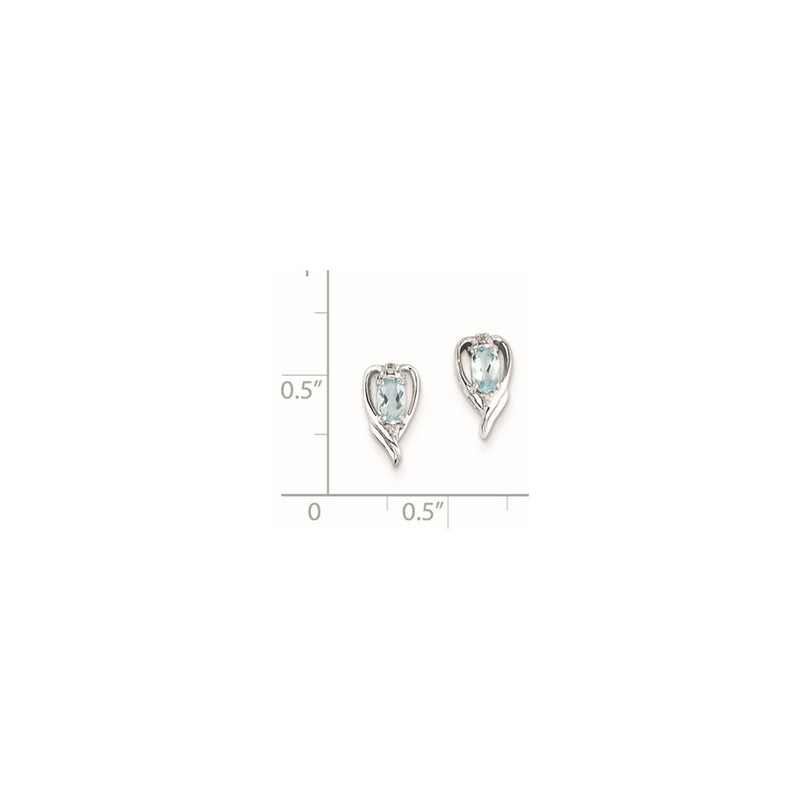 Sterling Silver Rhodium Plated Diamond & Sky Blue Topaz Post Earrings