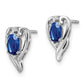 Sterling Silver Rhodium Plated Diamond & Sapphire Post Earrings
