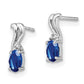 Sterling Silver Rhodium Plated Diamond & Sapphire Oval Post Earrings