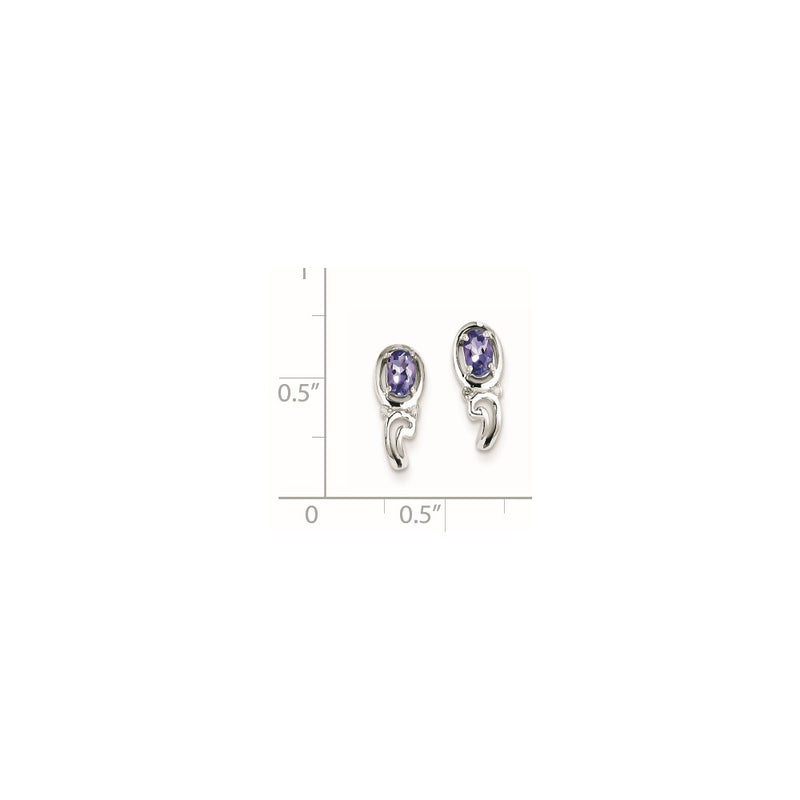 Sterling Silver Rhodium Plated Diamond & Tanzanite Post Earrings