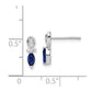Sterling Silver Rhodium Plated Diamond & Sapphire Marquise Post Earrings