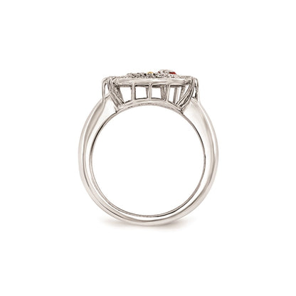 Sterling Silver Hello Kitty Diamond Collection Red Enamel Accent Ring