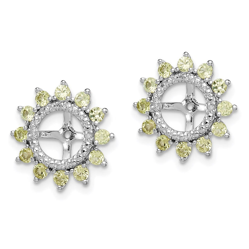 Sterling Silver Rhodium Diamond & Peridot Earring Jacket