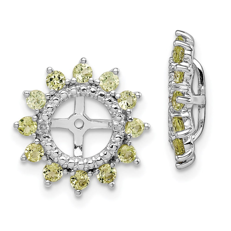 Sterling Silver Rhodium Diamond & Peridot Earring Jacket