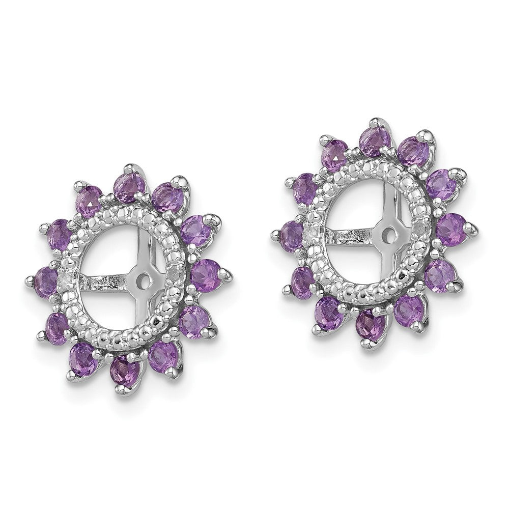 Sterling Silver Rhodium Diamond & Amethyst Earring Jacket