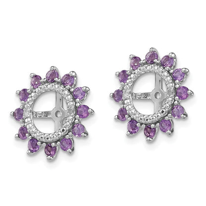 Sterling Silver Rhodium Diamond & Amethyst Earring Jacket