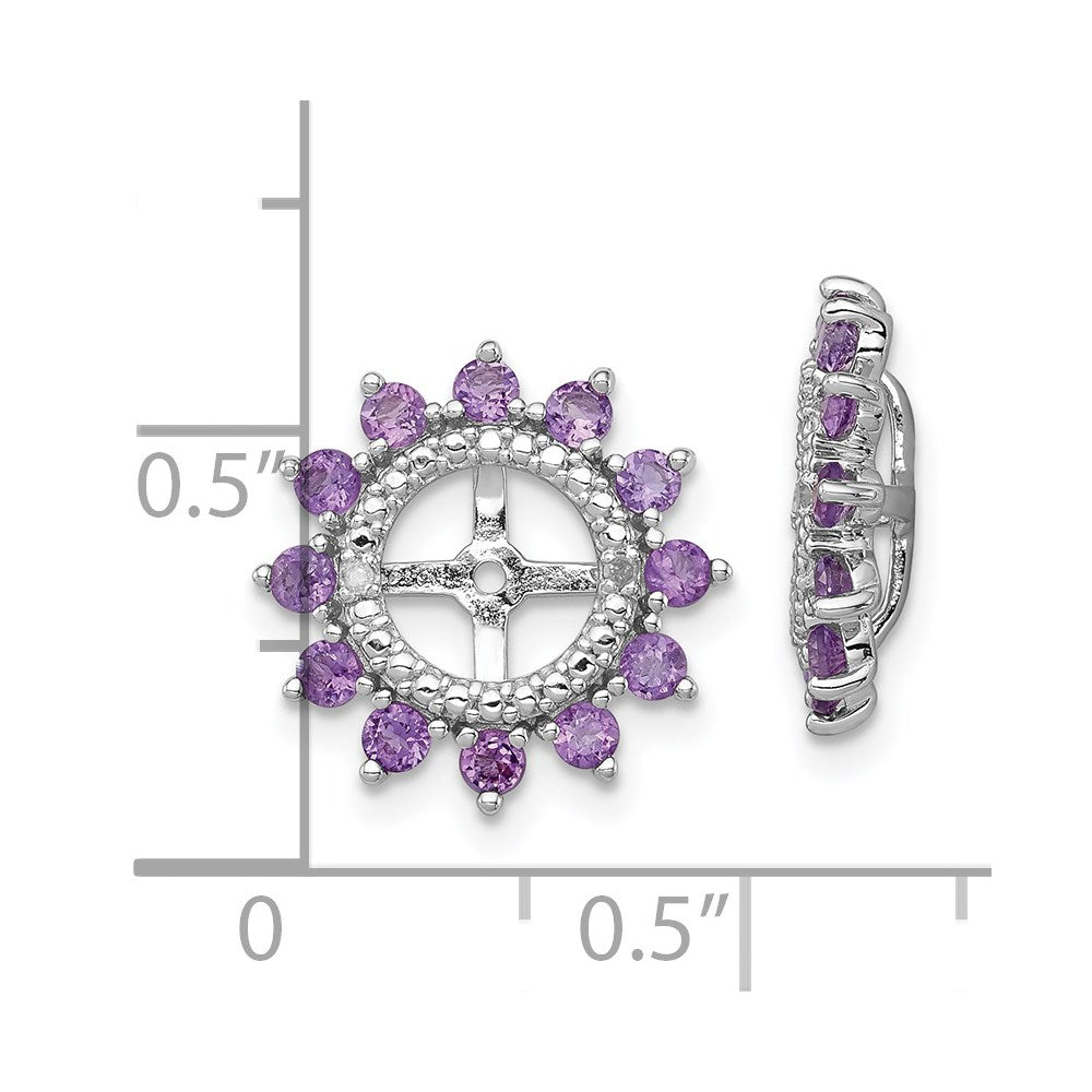 Sterling Silver Rhodium Diamond & Amethyst Earring Jacket